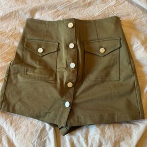 Derek Lam High Waist Army Green Khaki Women's Skort